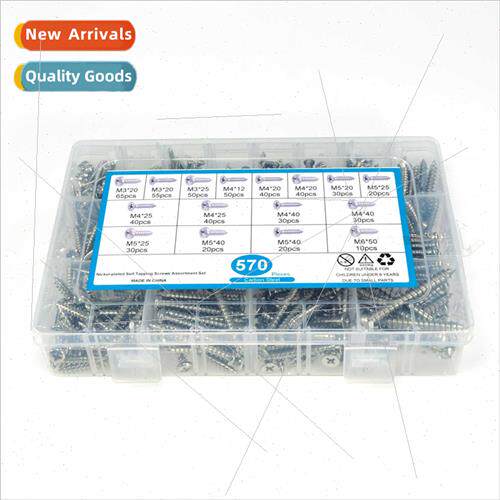 570pcs self-tapping screws boxed Phillips pan head flat head
