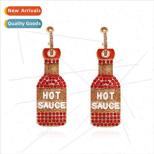 Earrings female personalized creative alloy diamond wine bot