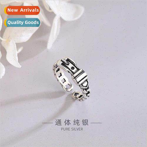 s925 lver Korea Belt Buckle Chain Ring Vintage Thai lver Old