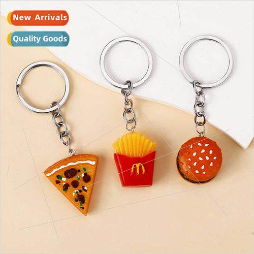 Europe creative small fries burger keychain bag charm simula