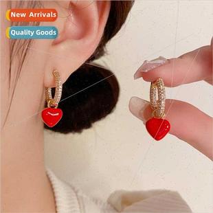 zirconia love heart Fashion earrings wear pendant simple two