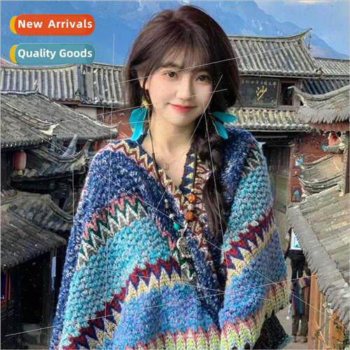 New ethnic shawl dual-use air condioning cape wool knted han