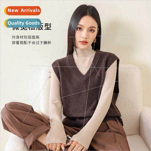 2024 Autumn Vest Women Ribbed Closure Stacking Mate Knted Ve