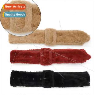 Fur Coat Accessories Plush Buckle Women Square Dec Belt