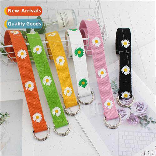 Korean students versatile daisy decorated jeans belt men wom