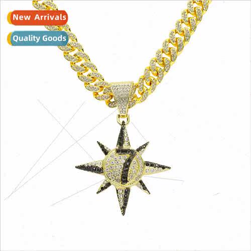 Europe Hip Hop Alloy Full Diamond Necklace  Sun Number 7 Dia