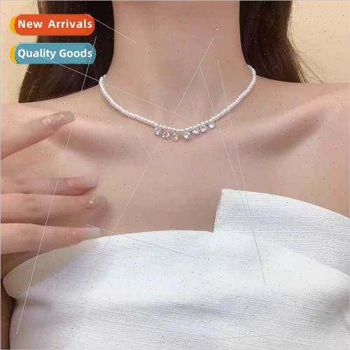 Rhinestone pearl necklace female 2023 new tide niche collarb