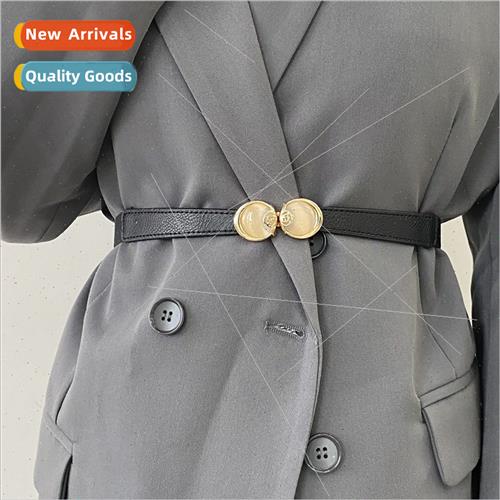 Outerwear round type rectangular buckle women decorative wai