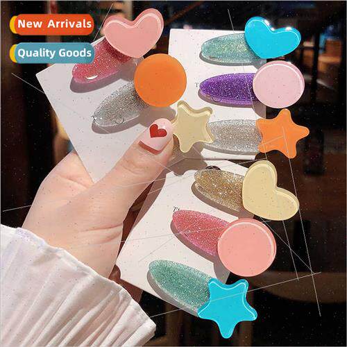 Three packs Hyuna cute candy color love pentagram round hair