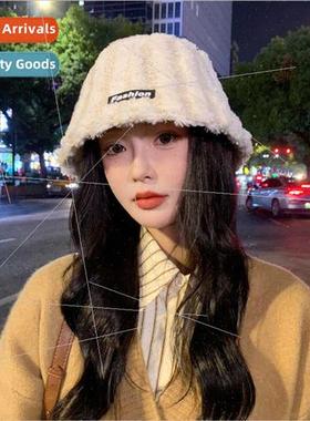 Hat women fall winter new versatile plush fisherman hat outd