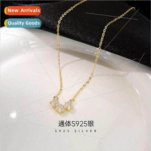 S925 silver simple star necklace female niche pentagram lock