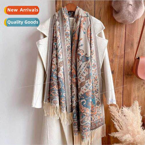2023 new ethnic jacquard woven imation cashmere scarf female