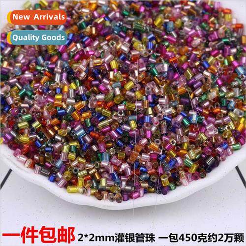 2*3mm silver filled tube rice beads diy handmade weaving bra