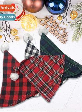 New Plaid Cotton Christmas Hat Christmas Decoration Hat Adul