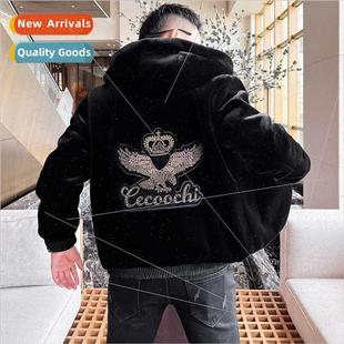 mink fur one cap jacket thickening gold Men coat