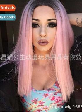 Europe wig medium parted simulation scalp color gradient med