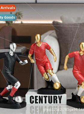 mple creative soccer player resin ornaments home TV cabinet