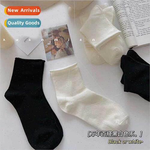 Spring summer rolled solid color hundred wh stacked socks in