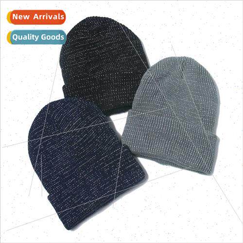 minous silk knted hat night reflective knted pullover hat fa
