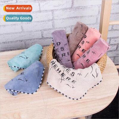 Microfiber thickened printed square towel quick-drying absor