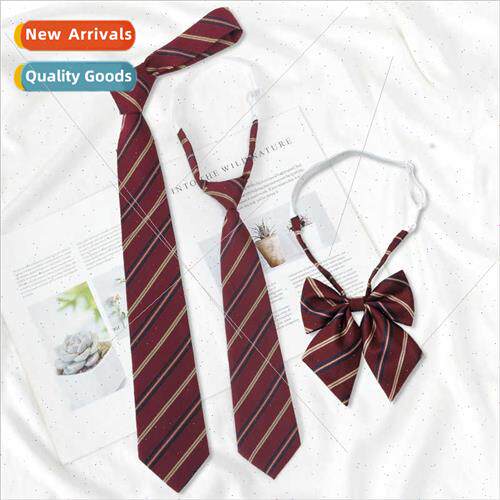 Red Striped Lazy No-Tie Bachelor Tie Women College jk Japan