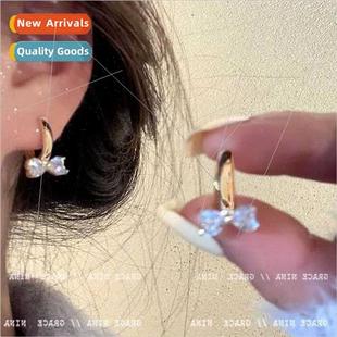 earrings适用women bow 2023 new hundred French niche zirconia