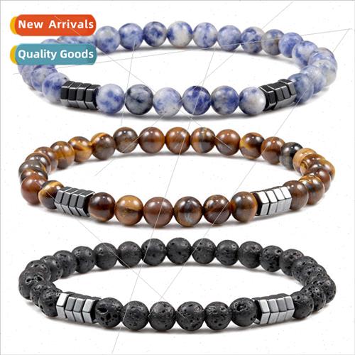 New black stone tiger eye beads bracelet stone string screw