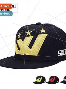 Korea flat brim set dance cap men women W gold thread five-s