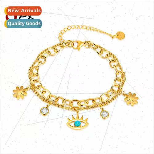 Double tanium steel daisy hjewelry simple stainless steel hu