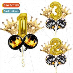 Aluminum Film Balloon Golden Birthday Digal Package Crown