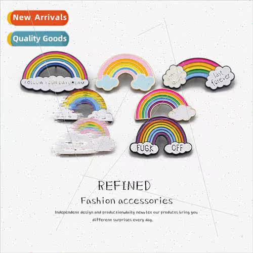 Europe Brooch Cartoon Mini Cute Colorful Rainbow Set Brooch