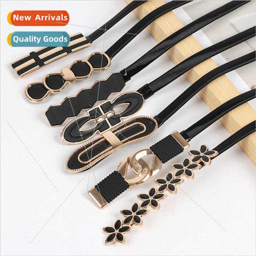 Black Belt Women Metal Waist Chain Elastic Elastic Skirt Dec