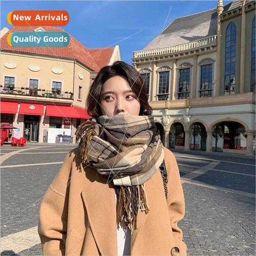 Korean  imation cashmere plaid scarf female winter thickened
