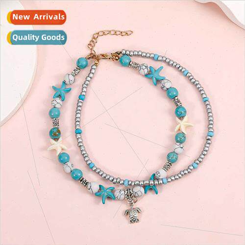 double necklace vintage fashion ocean wind starfish rice bea