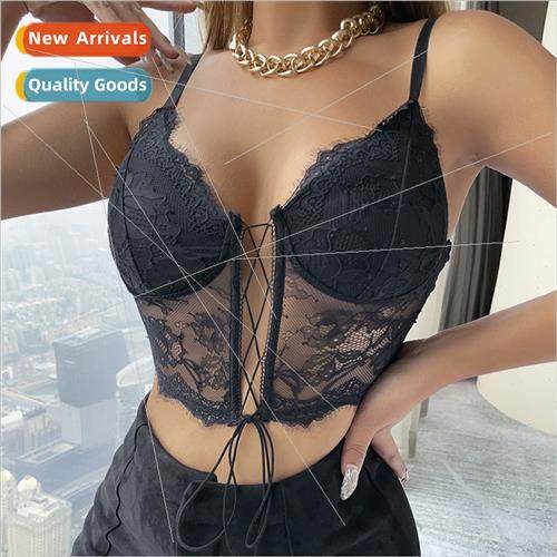 Lace Corset Cami Hollow Out Tank Top Female See Through Club