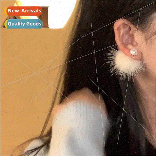 Mink furry earrings Korea gentle wind whout ear holes ear cl