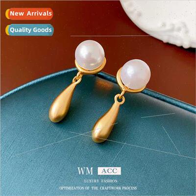 Earrings silver needle pearl drop earrings French retro fema