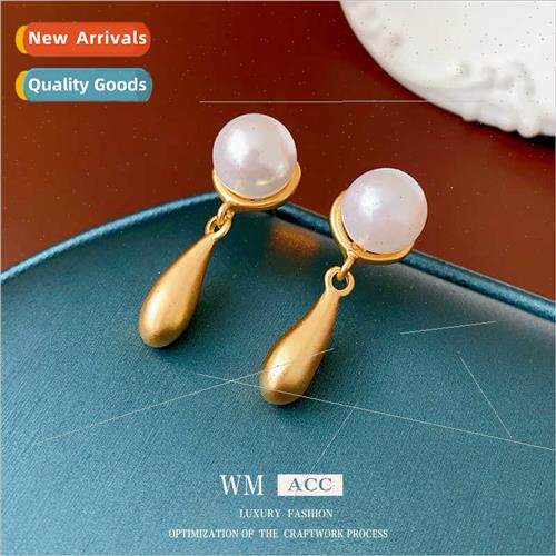 Earrings silver needle pearl drop earrings French retro fema