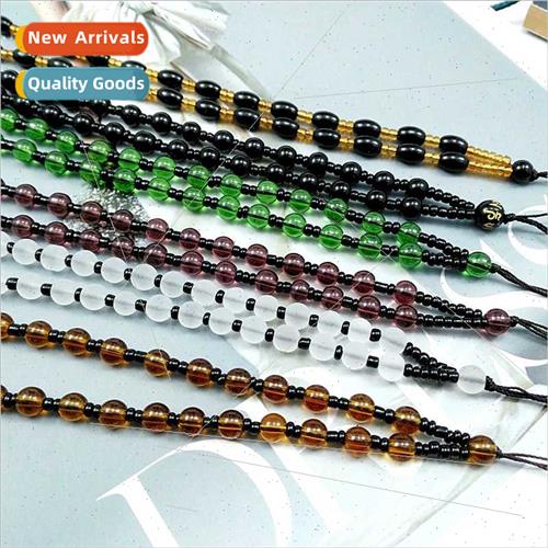 Ice Tea Color Black x Character Obsidian Necklace Rope Hand-