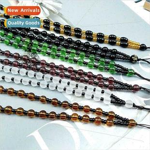 Obsidian Color Hand Rope Necklace Character Black Tea Ice