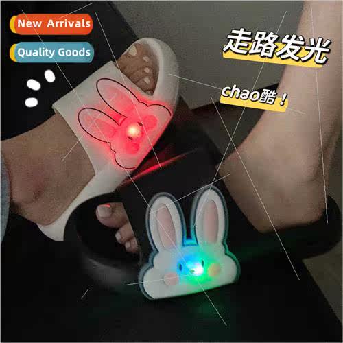 Cute cartoon luminous rabb slippers female summer adult girl