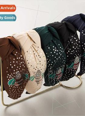Korea new retro solid color fabric hair bands creative sequi
