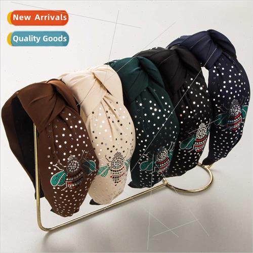 Korea new retro solid color fabric hair bands creative sequi