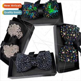 Crystal Embroidery Bead Men Wedding Tie Tube Ban Bow