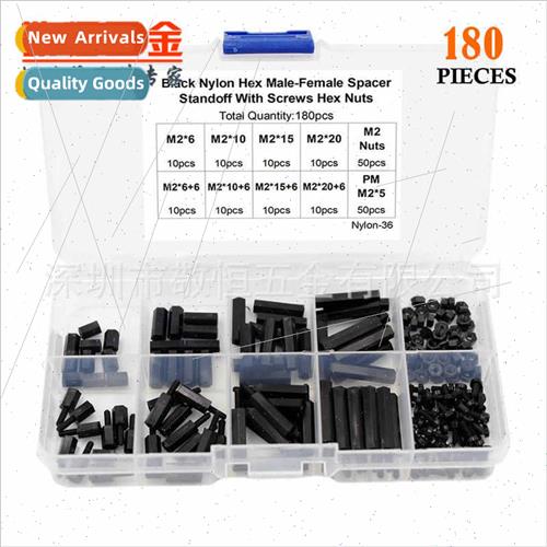 180pcs Black M2 Nylon Screws Nuts ngle Head Double Pass Scre