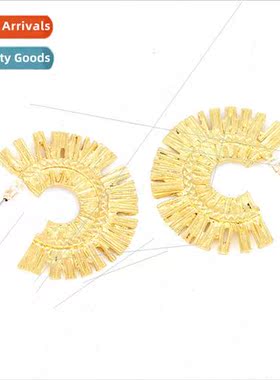 ZA retro temperament cold wind pleated metal earrings in exa