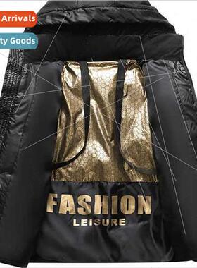 Hooded black gold cotton jacket men winter new couple thicke