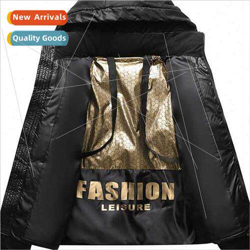 Hooded black gold cotton jacket men winter new couple thicke