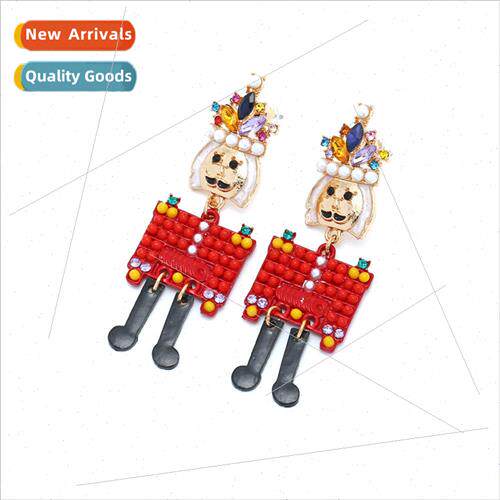 personaly cartoon colored diamond soldier earrings cute allo