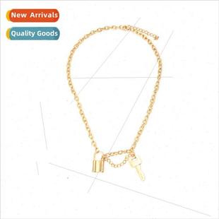 alloy key concentric Splicing necklace zinc lock retr simple